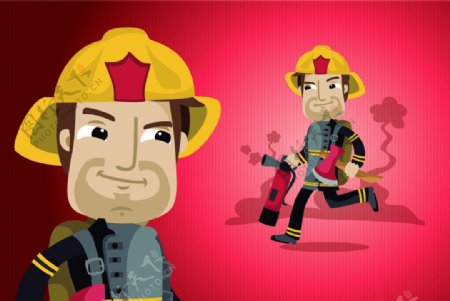 卡通救火员消防员图片