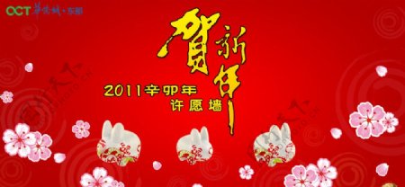 东部华侨城贺新年背景板图片