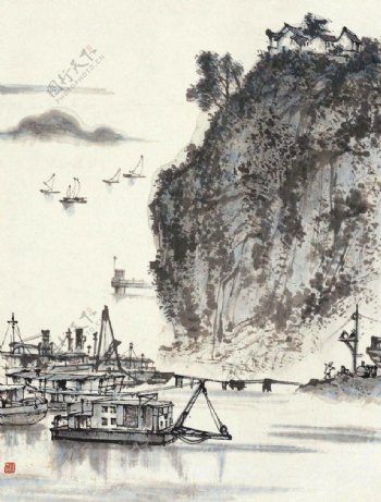江边胜景图片