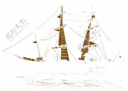 手绘古欧式帆船图片