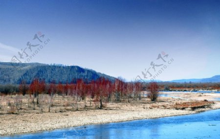 坝外河套初春风景图片