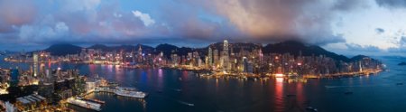 香港维多利亚港黄昏景色图片