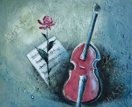小提琴油画素材图片