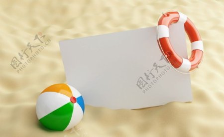 沙滩皮球卡片救生圈图片