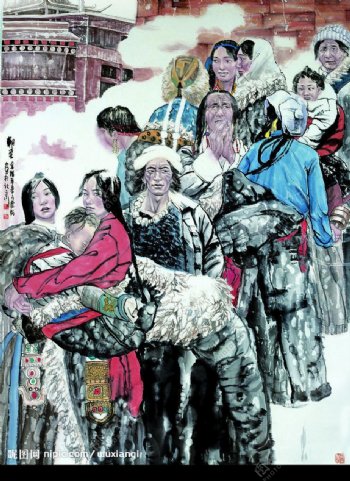 西藏人物朝圣图图片