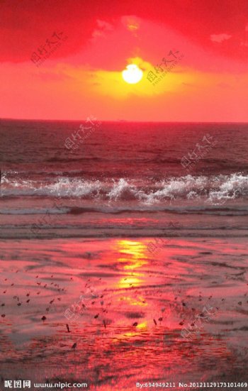 鄱阳湖上夕阳景观图片