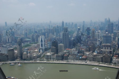 上海黄浦江西岸中心城区景观俯瞰图片