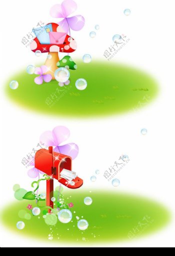 红色蘑菇信箱图片