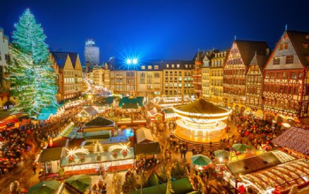 德国法兰克福圣诞夜景图片