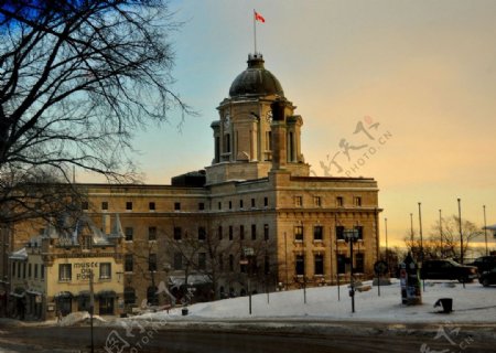 魁北克冬日街景图片