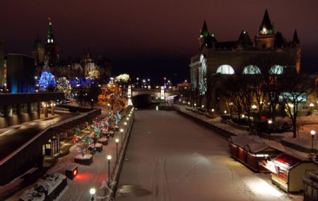 渥太华冬季夜景图片