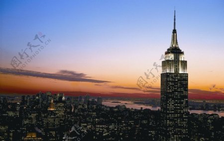 纽约曼哈顿夜景一角图片