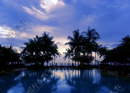 巴厘岛港丽酒店ConradBali游泳池傍晚图片