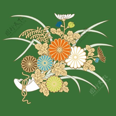 日本传统图案矢量素材45花卉植物图片