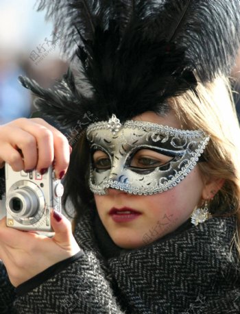 银色面具拍摄拍照时尚摩登图片