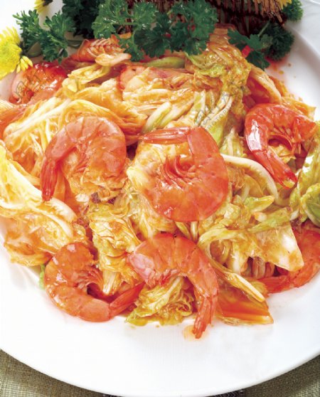 鲜虾炒白菜图片