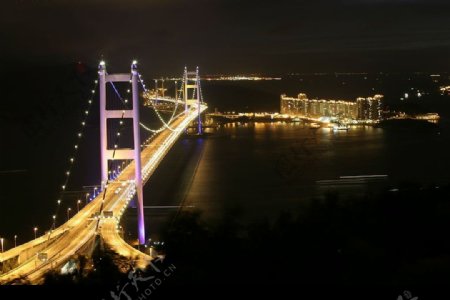 香港青马大桥夜景图片