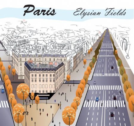 巴黎城市街道矢量素材图片
