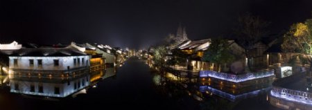 乌镇夜景全景图片