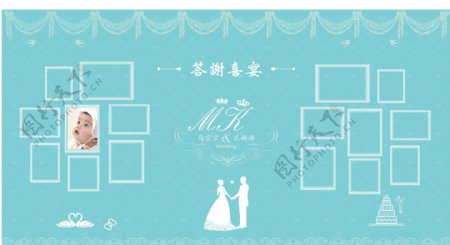 达芙尼蓝婚礼背景照片排版图片