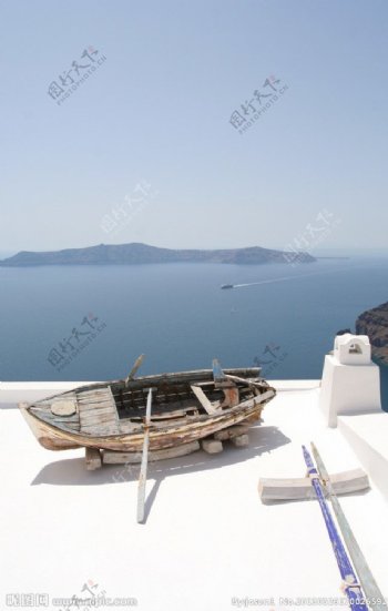爱琴海屋顶沉舟图片