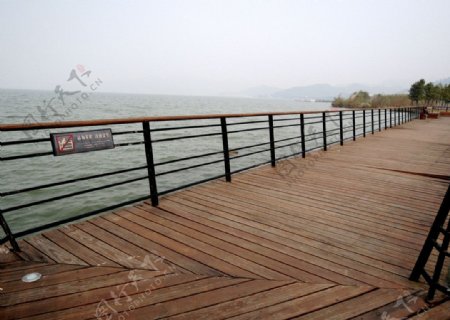 湖边木头码头图片