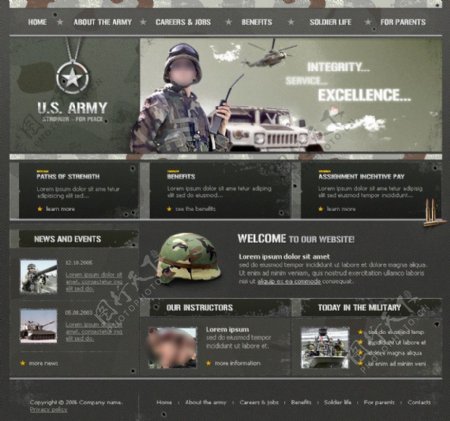 美国军事网站模板包含HTMLFlashCSS图片