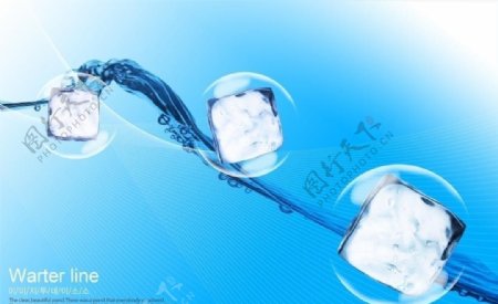 冰块水泡设计分层素材图片