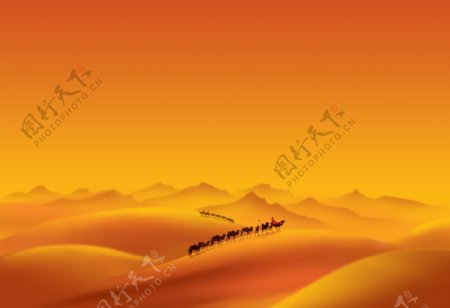 精美沙漠风光骆驼psd分层素材图片