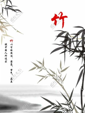 中国风竹子水墨画图片