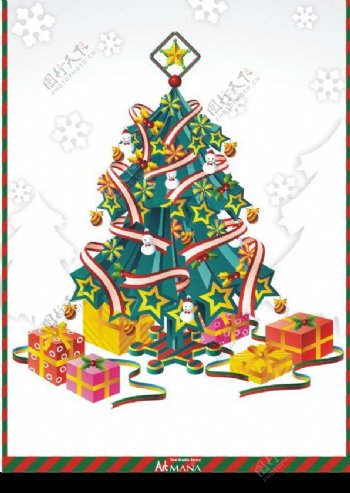 布满礼物的圣诞树很漂亮哦矢量韩国AI图片