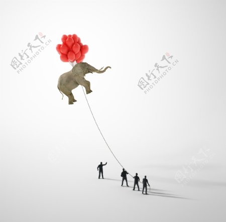 创意大象和气球图片