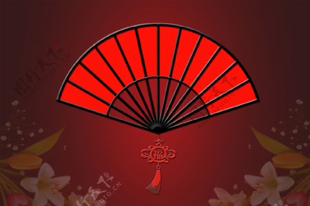 中国红扇子图片
