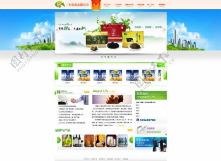 绿色风格农业食品网站模板图片