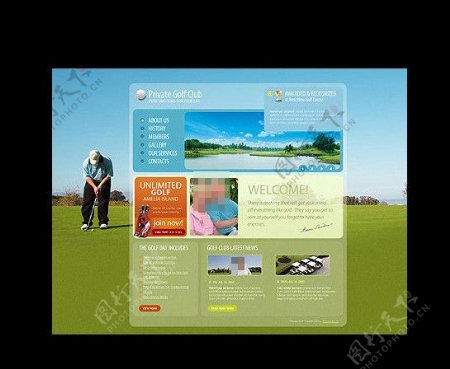 高尔夫网站cssxhtml网页模板图片