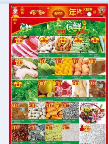 超市商场新年DM宣传单春节2013新春蛇年第八页生鲜图片