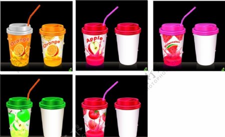 果汁塑料杯包装矢量素图片