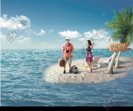 海岛酒店高清广告素材图片