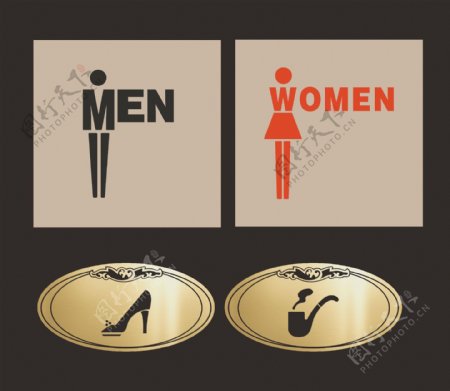铜牌钛金男女厕所标识图片