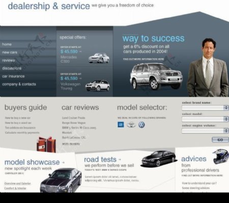 汽车贸易公司网站页面欧美商业模板7psd图片
