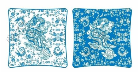 青花瓷龙纹抱枕设计图片