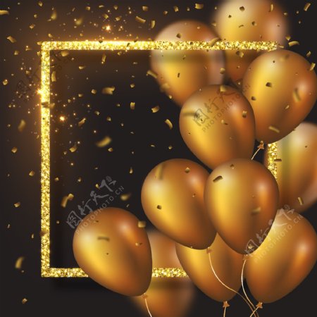 金色闪耀立体气球边框
