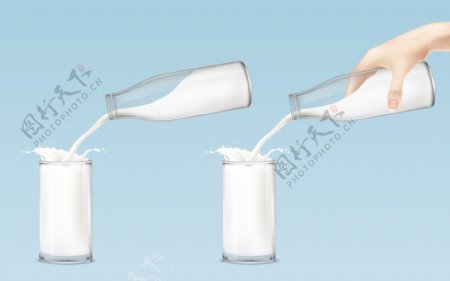 牛奶玻璃瓶玻璃杯包装设计