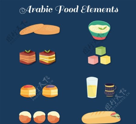 8款精致阿拉伯食品矢量素材