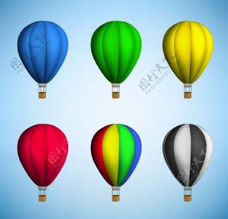 彩色热气球设计矢量素材