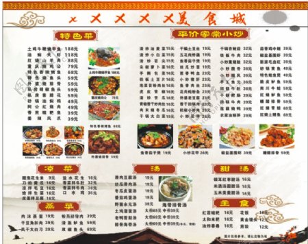 中国风菜单墙