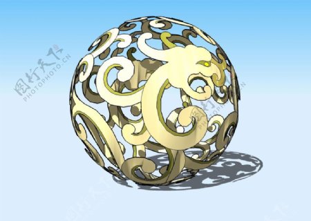 龙纹花球3D模型