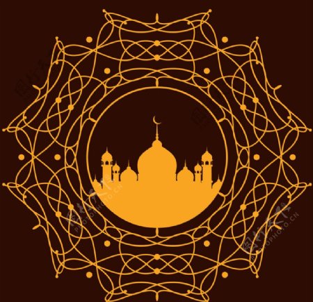 橙色伊斯兰背景设计
