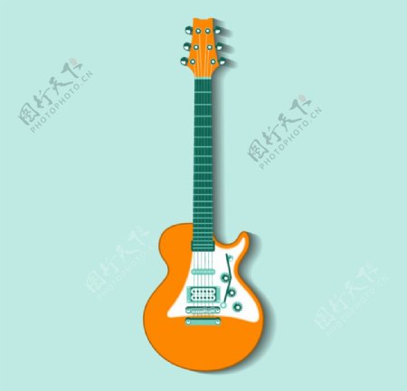 橘色吉他设计矢量素材