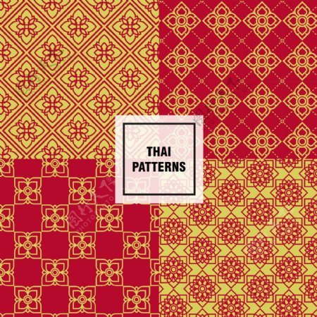 黄色和红色的泰国图案